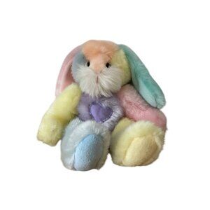 First & Main Bazooka Bunny Easter Plush Stuffed Animal Pastel Rainbow Color 11In
